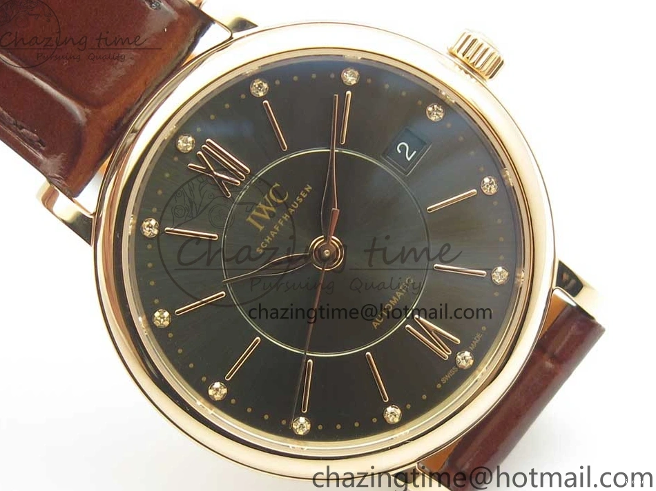 MIROTIME 0428 SportInspired Portofino IW458101 RG MK 1:1 Best Edition Gray Dial On Brown Leather Strap MIYOTA 7165